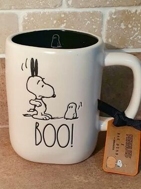 Peanuts White and Black Snoopy "Boo!" Ceramic Mug
